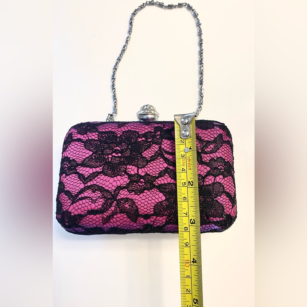 Purple and Black Lace Rhinestone Clutch - Picture 4 of 6